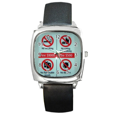 Subway_sign Square Metal Watch from ArtsNow.com Front