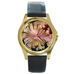 abstract-flowers-984772 Round Gold Metal Watch