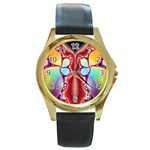 Cyber_Mirror-364694 Round Gold Metal Watch