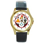 4hsepha Round Gold Metal Watch