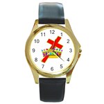 Cross & Crown Round Gold Metal Watch