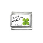 Lucky Skating  Four Leaf  Clover Italian Charm (9mm)