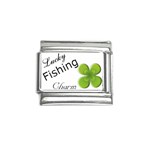 Lucky Fishing Four Leaf Clover Italian Charm (9mm)