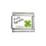 Lucky Tennis  Four Leaf  Clover Italian Charm (9mm)