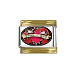 True-Love-Tattoo-Belt-Buckle Gold Trim Italian Charm (9mm)