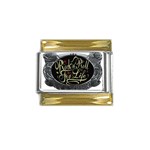 Rock-n-Roll-For-Life-Tattoo-Belt-Buckle Gold Trim Italian Charm (9mm)