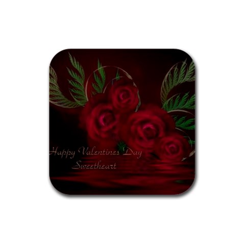 apoth_rose_v Rubber Square Coaster (4 pack) from ArtsNow.com Front