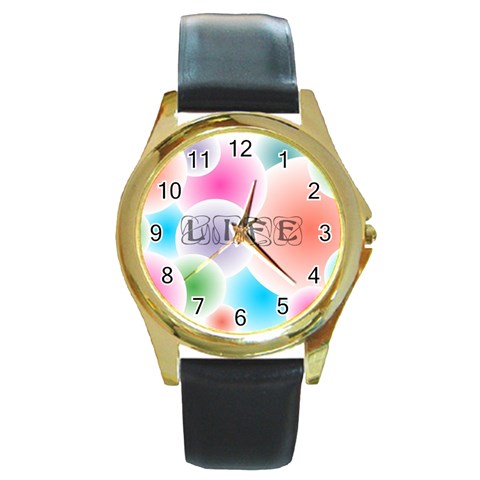 wallpaper_13078 Round Gold Metal Watch from ArtsNow.com Front