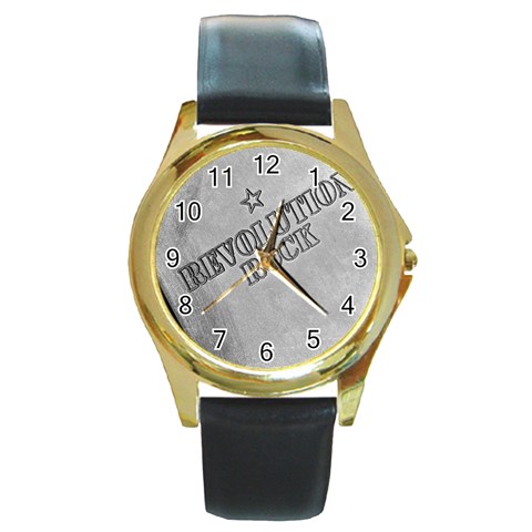 wallpaper_16868 Round Gold Metal Watch from ArtsNow.com Front