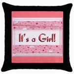 Its a Girl E-Vite Throw Pillow Case (Black)