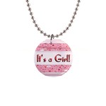 Its a Girl E-Vite 1  Button Necklace