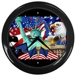 3d-american-flag_1024x768 Wall Clock (Black)