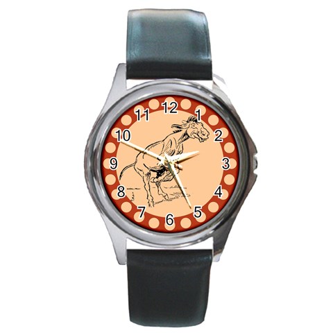 Naughty donkey Round Metal Watch from ArtsNow.com Front