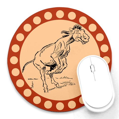Naughty donkey Round Mousepad from ArtsNow.com Front