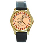 Naughty donkey Round Gold Metal Watch