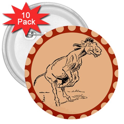 Naughty donkey 3  Button (10 pack) from ArtsNow.com Front