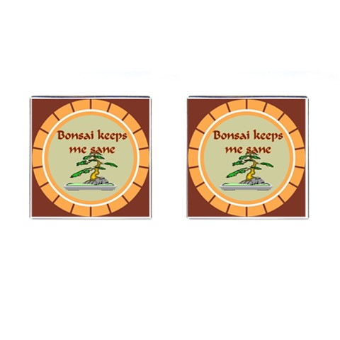 bonsai 9 Cufflinks (Square) from ArtsNow.com Front(Pair)