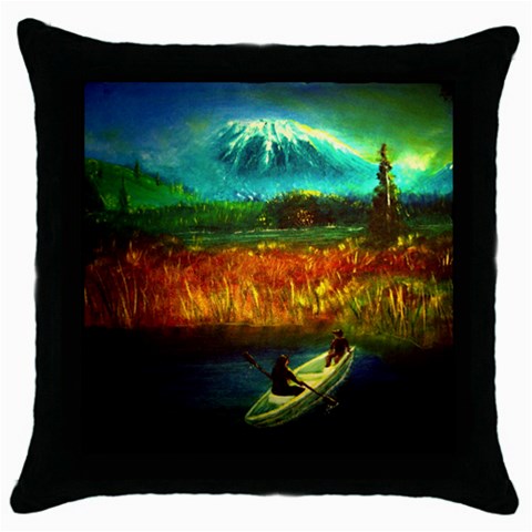 Boat Throw Pillow Case (Black) from ArtsNow.com Front