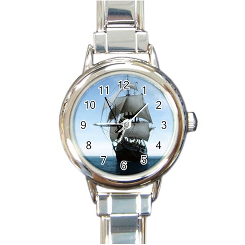 BattleShip Round Italian Charm Watch from ArtsNow.com Front