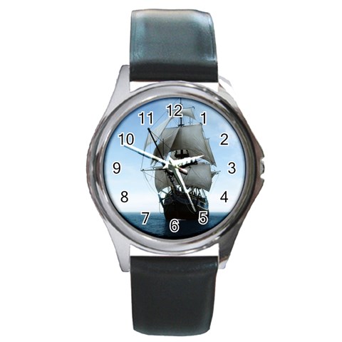 BattleShip Round Metal Watch from ArtsNow.com Front