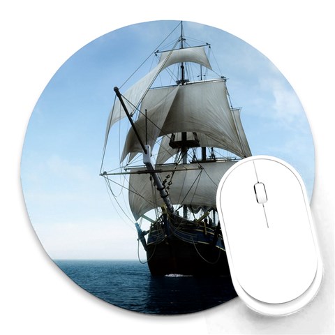 BattleShip Round Mousepad from ArtsNow.com Front