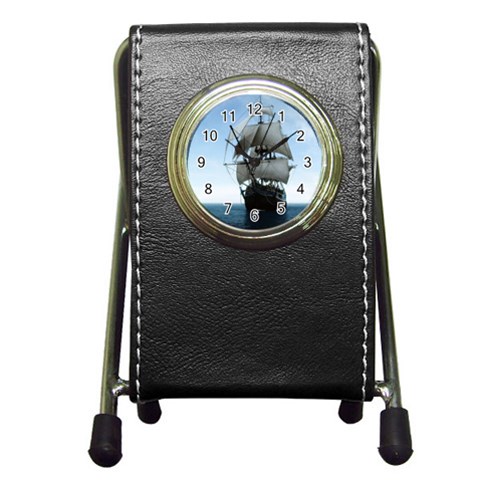 BattleShip Pen Holder Desk Clock from ArtsNow.com Front