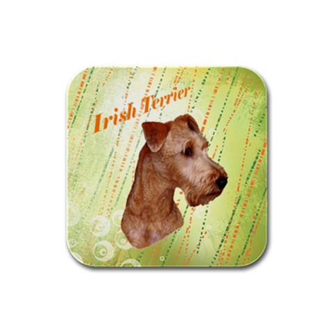 Irish Terrier Rubber Square Coaster (4 pack) from ArtsNow.com Front