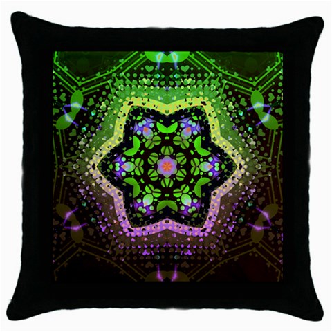 Psychedelic Mandala Throw Pillow Case (Black) from ArtsNow.com Front