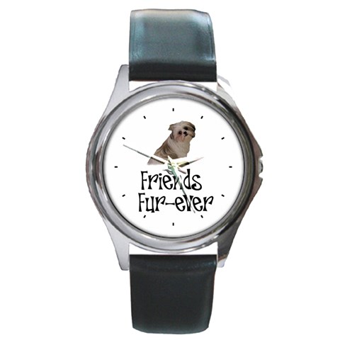 Shih Tzu friends Round Metal Watch from ArtsNow.com Front