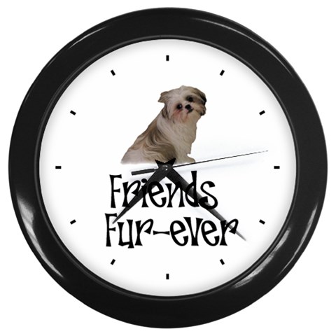 Shih Tzu friends Wall Clock (Black) from ArtsNow.com Front