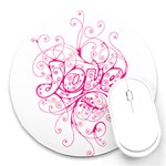 White Love Round Mousepad