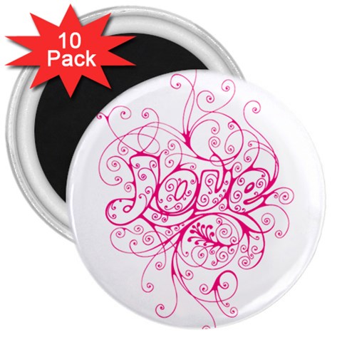 White Love 3  Magnet (10 pack) from ArtsNow.com Front