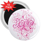 White Love 3  Magnet (10 pack)