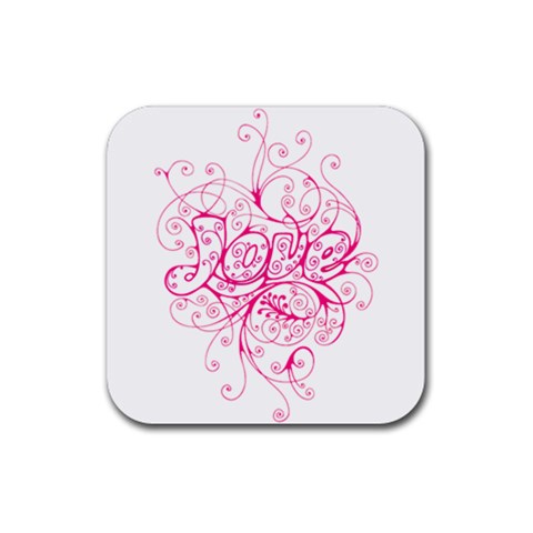 White Love Rubber Coaster (Square) from ArtsNow.com Front