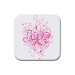 White Love Rubber Coaster (Square)