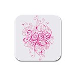 White Love Rubber Square Coaster (4 pack)