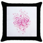 White Love Throw Pillow Case (Black)