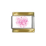 White Love Gold Trim Italian Charm (9mm)