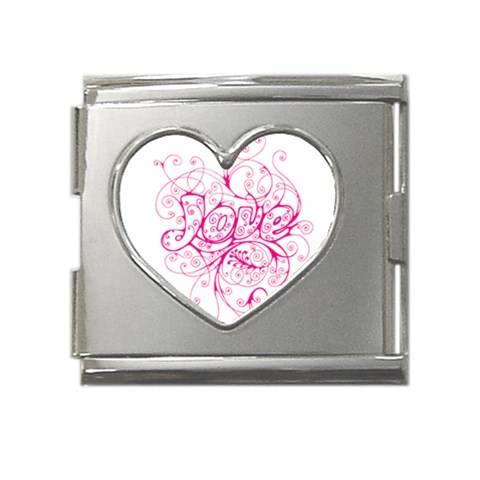 White Love Mega Link Heart Italian Charm (18mm) from ArtsNow.com Front