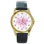 White Love Round Gold Metal Watch