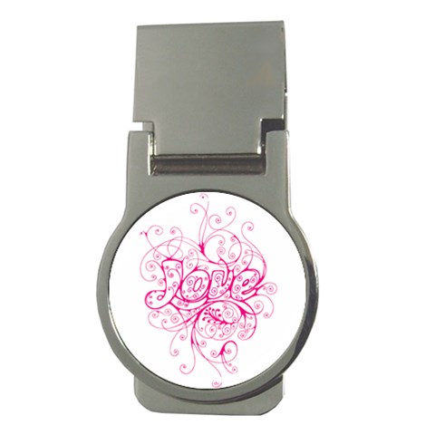 White Love Money Clip (Round) from ArtsNow.com Front