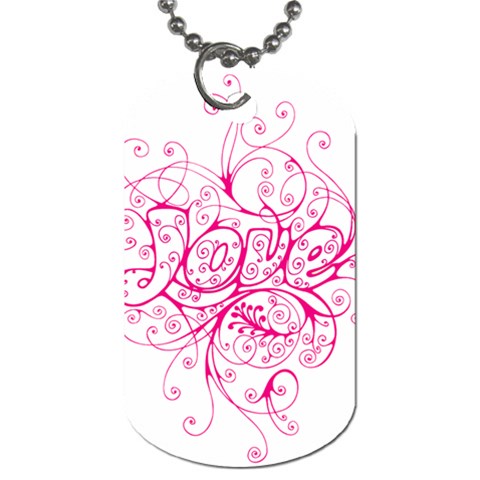 White Love Dog Tag (One Side) from ArtsNow.com Front