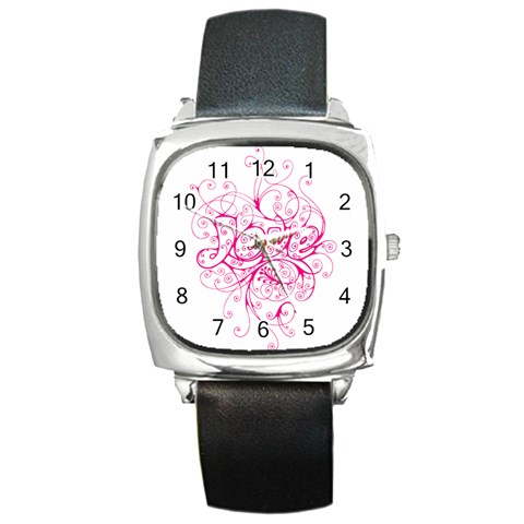 White Love Square Metal Watch from ArtsNow.com Front