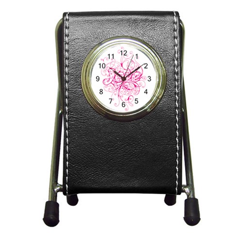 White Love Pen Holder Desk Clock from ArtsNow.com Front