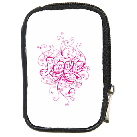 White Love Compact Camera Leather Case from ArtsNow.com Front