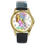 Jewel Round Gold Metal Watch