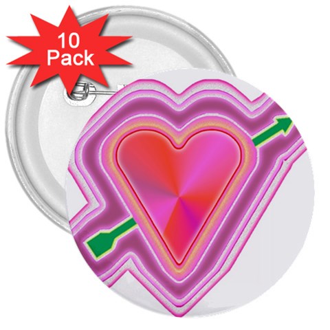 Be My Valentine 3  Button (10 pack) from ArtsNow.com Front