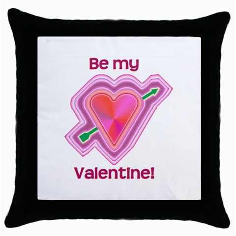Be My Valentine Throw Pillow Case (Black) from ArtsNow.com Front