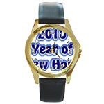 2010-YrNwHope Round Gold Metal Watch