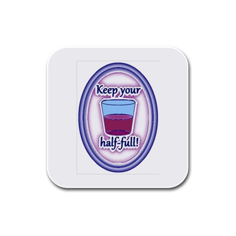 Glass Half Full Rubber Square Coaster (4 pack) from ArtsNow.com Front